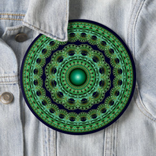 Ornate Fee rundes Fraktal Mandala Button