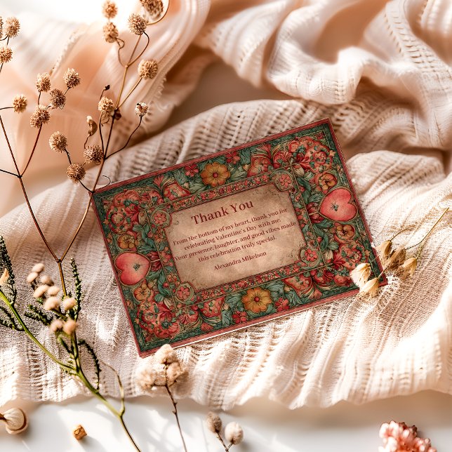 Ornate Floral Heart Valentine Party Dankeskarte (Von Creator hochgeladen)