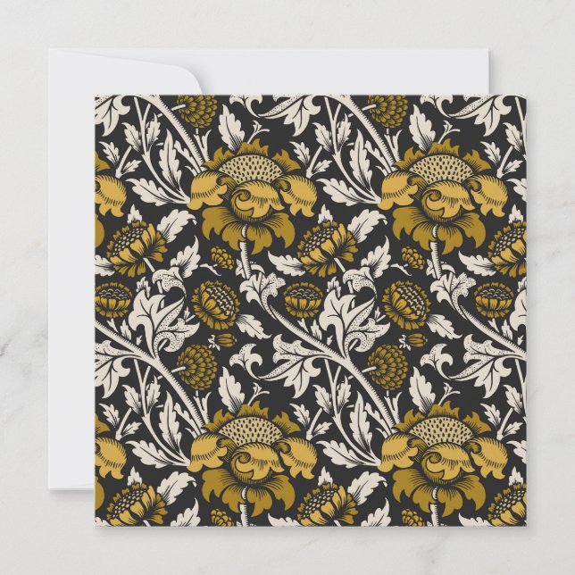 Ornate floral pattern with large gold flowers  dankeskarte (Vorderseite)