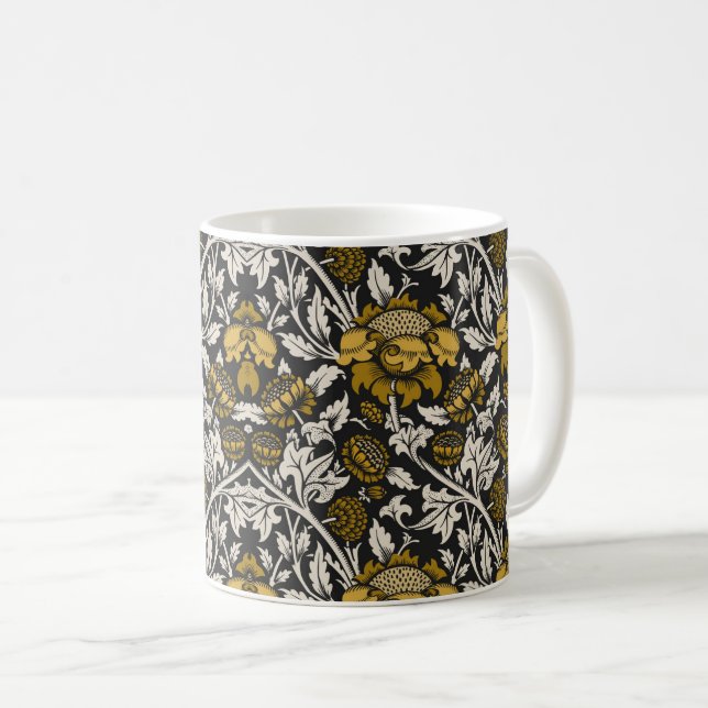 Ornate floral pattern with large gold flowers  kaffeetasse (VorderseiteRechts)