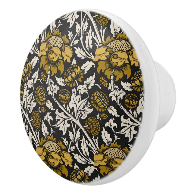 Ornate floral pattern with large gold flowers  keramikknauf (Rechts)