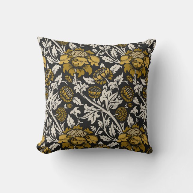 Ornate floral pattern with large gold flowers  kissen (Vorderseite)