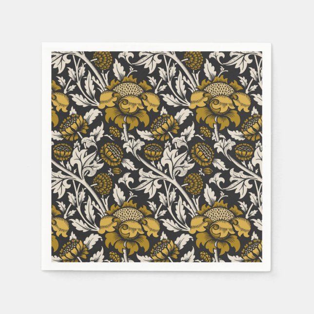 Ornate floral pattern with large gold flowers  serviette (Vorderseite)