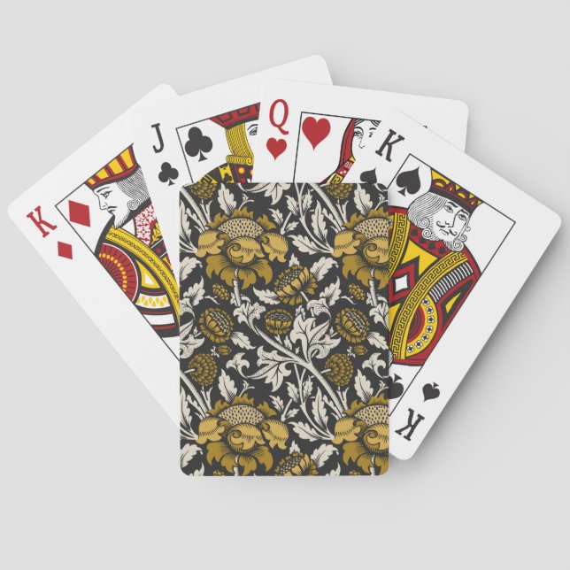 Ornate floral pattern with large gold flowers  spielkarten (Rückseite)