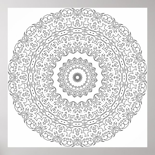 Ornate Floral Vine Mandala with Layered Rings Poster (Vorne)