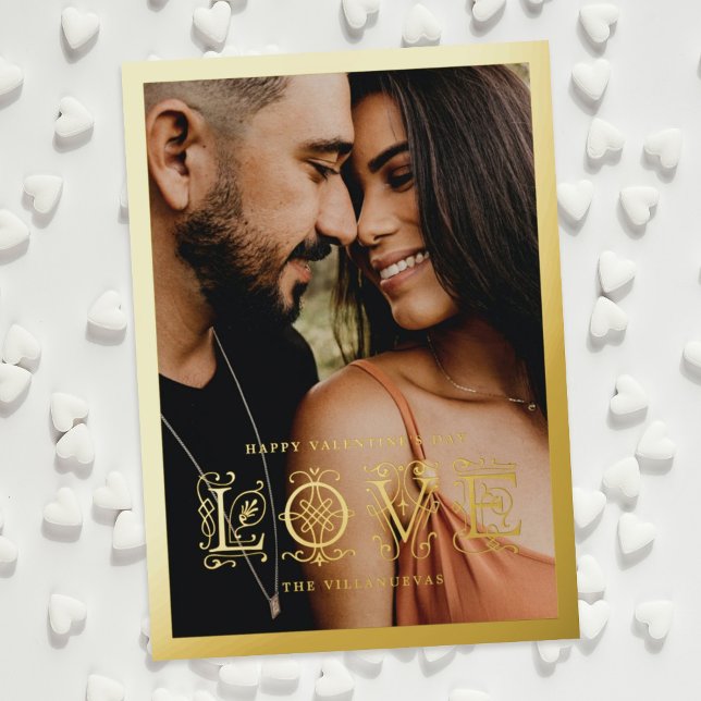 Ornate Flourish Love Foil Carte Saint Valentin (Créateur téléchargé)