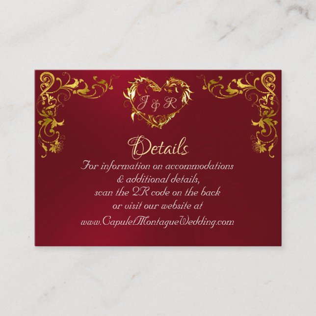 Ornate Frame & Heart - Red/Gold Begleitkarte (Vorderseite)