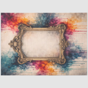 Ornate Gold Barockrahmen Wasserfarbe Bunt Seidenpapier