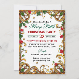 Ornate Gold Border Christmas Party Einladung
