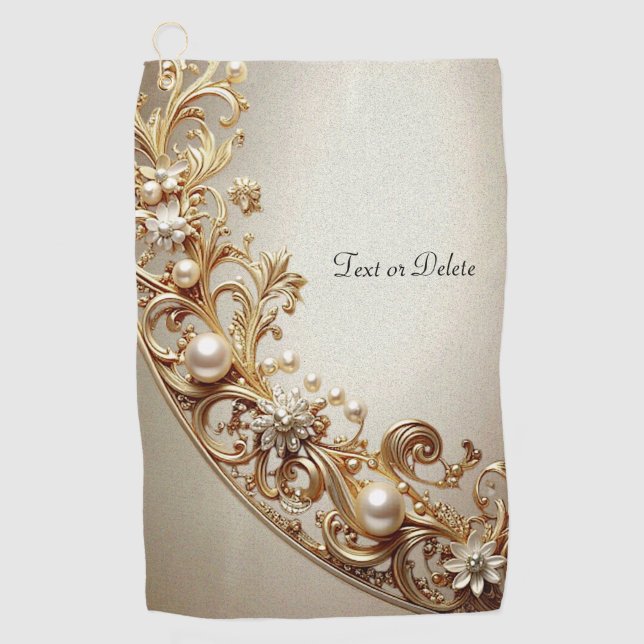 Ornate Gold Flourish Golf Towel Golfhandtuch (Vorderseite)