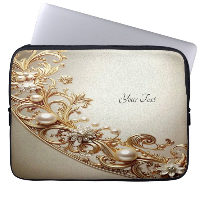 Ornate Gold Flourish Laptop Sleeve (Vorderseite)