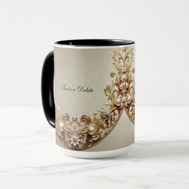 Ornate Gold Flourish Mug Tasse (Vorderseite Links)