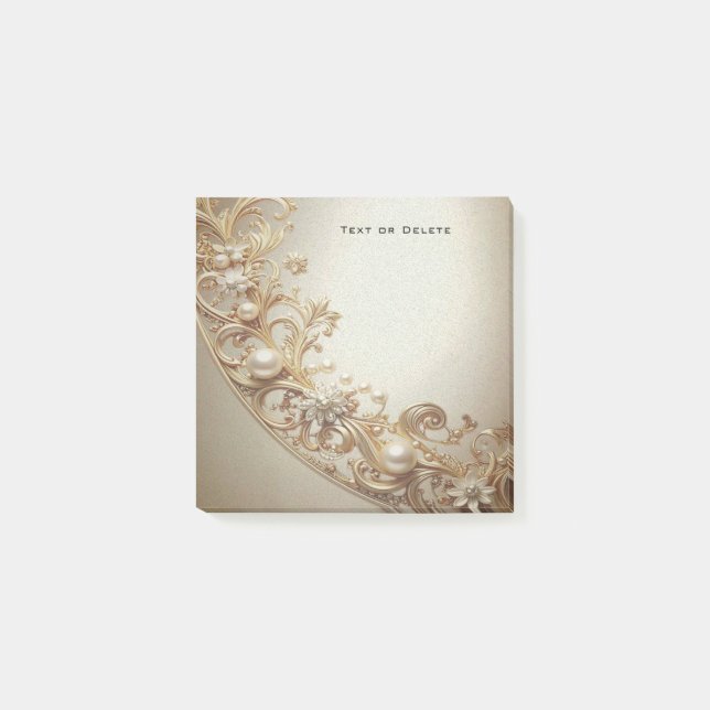 Ornate Gold Flourish Post it Notes Post-it Klebezettel (Vorderseite)