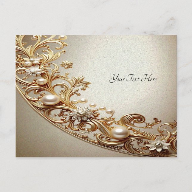 Ornate Gold Flourish Postcard Postkarte (Vorderseite)