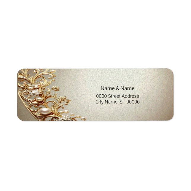 Ornate Gold Flourish Return Address Label (Vorne)