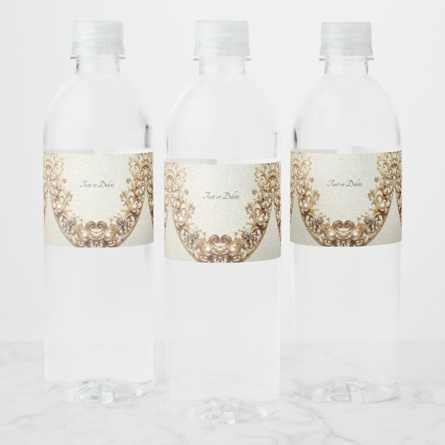 Ornate Gold Flourish Water Bottle Label (Flaschen)