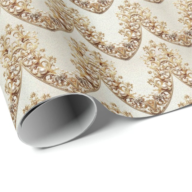 Ornate Gold Flourish Wrapping Paper Geschenkpapier (Rolleneckpunkt)