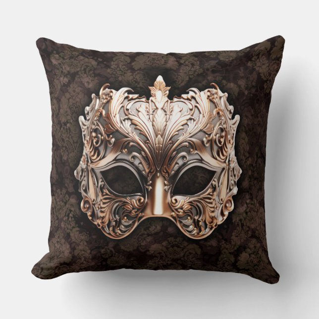 Ornate Gold-Silver Elaborate Foliage mask Kissen (Vorderseite)