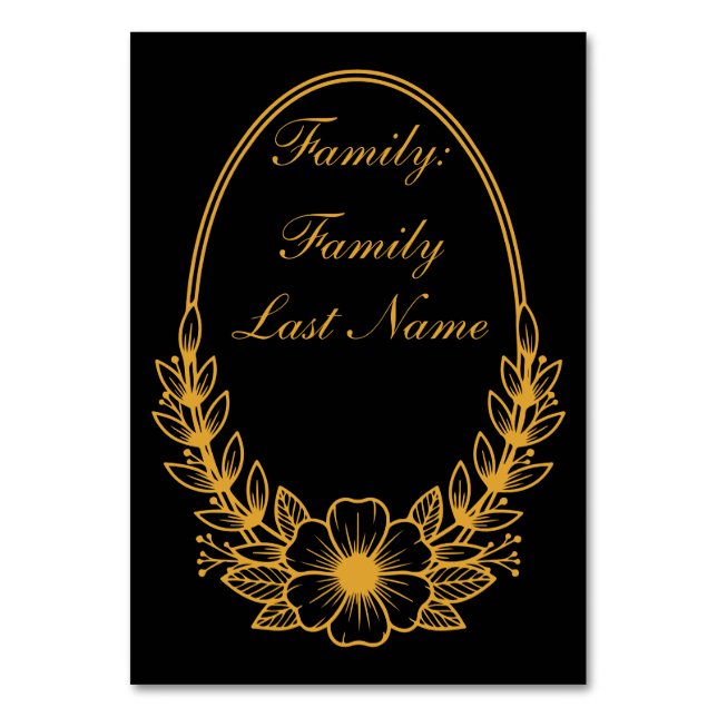 Ornate Gold Wreath Invitation with Custom Text Des Tischnummer (Vorderseite)