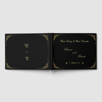 Ornate Goldene Umrandung Klassisches Hochzeitsgäst Gästebuch