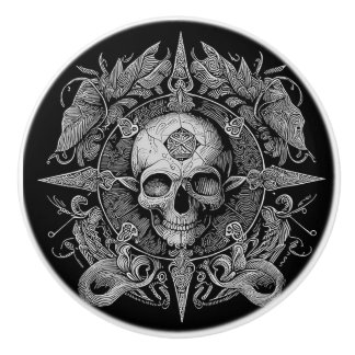 Ornate Gothic Skull Design Keramikknauf