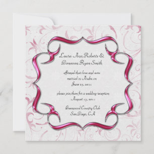 Ornate Helles Rosa und Silber Post Hochzeit Einladung