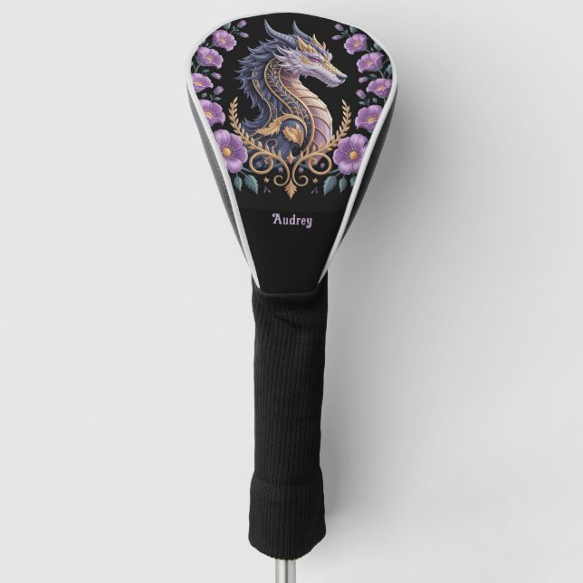 Ornate Lavender Dragon Personalized Golf Headcover (Vorderseite)