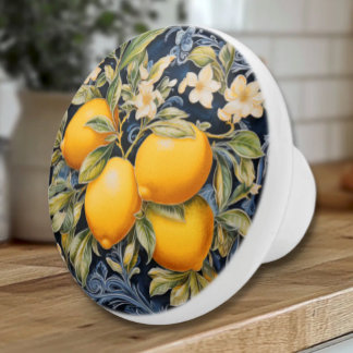 Ornate Lemons - Navy Ceramic Knob Keramikknauf