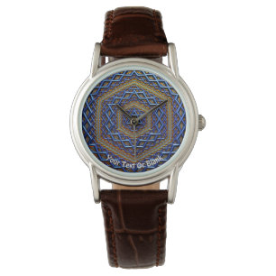 Ornate Metallic Magen David Armbanduhr