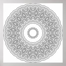 Ornate Oval Medallion Mandala Ring Pattern Art Poster