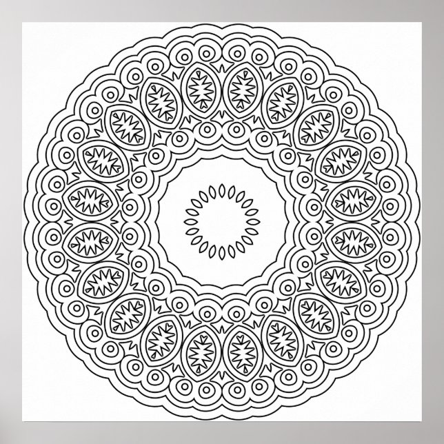 Ornate Oval Medallion Mandala Ring Pattern Art Poster (Vorne)