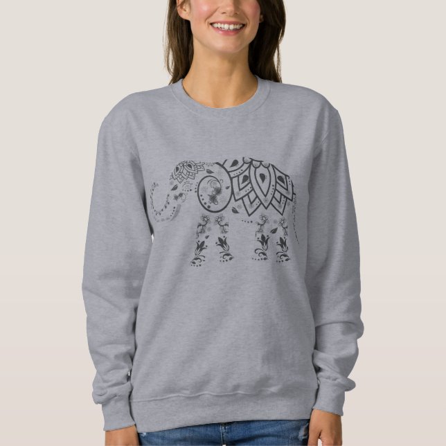 Ornate Patterned Elephant Sweatshirt (Vorderseite)