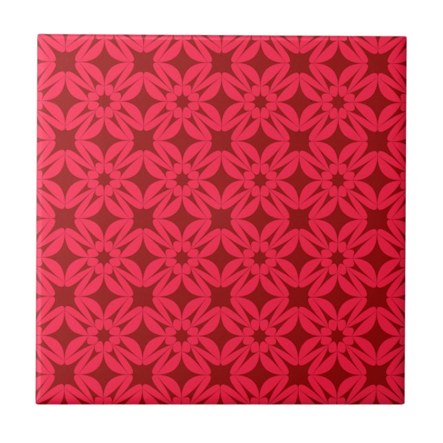 Ornate Red Geometric Pattern Fliese (Vorderseite)