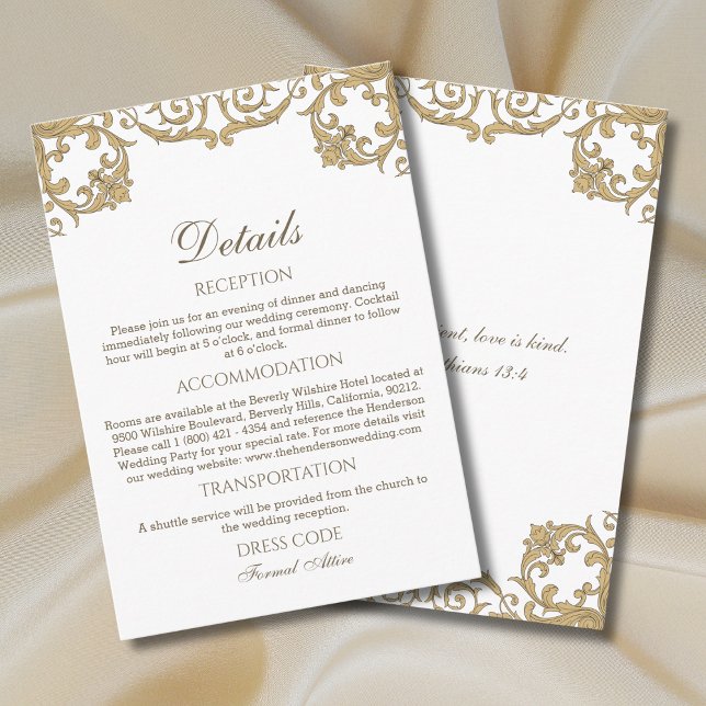 Ornate Rococo Vintage Christian Wedding Details  Begleitkarte (Von Creator hochgeladen)