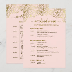 Ornate Rosé-Hochzeitsevents und Zeitplan Programm