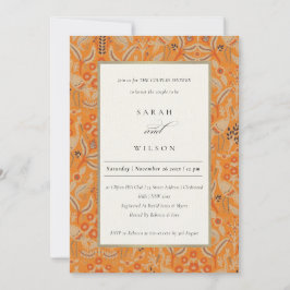 Ornate Rust Floral Peacock Couples Invitation de d