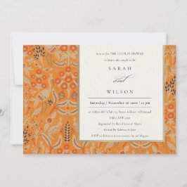 Ornate Rust Floral Peacock Couples Invitation de d
