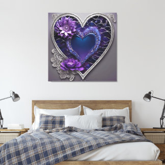 Ornate sapphire & amethyst heart fantasy AI art  Leinwanddruck