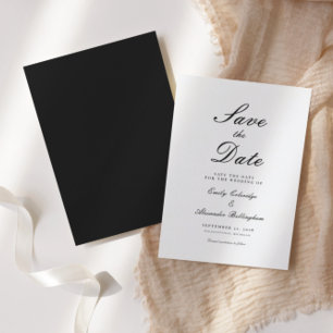 Ornate Schrift Schwarz Weiß Formal Save The Date