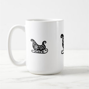 Ornate Sleigh with White Snowflake Design Kaffeetasse