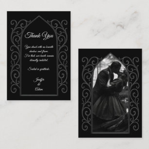 Ornate Umrandung schwarz-weiße gotische Hochzeit Mitteilungskarte