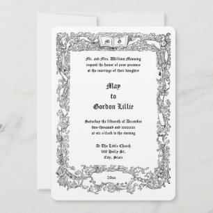 Ornate viktorianische Ära Blumenbanner-Hochzeit Einladung