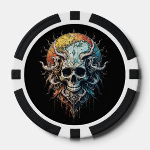Ornater Kosmischer Totenkopf-Gotik-Barock-Mandala Pokerchips