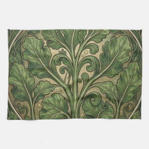 Ornates Art Nouveau Grünkohl-Motiv Geschirrtuch