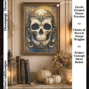 Ornates Barock-Gotik-Totenkopf- & Rankenwerk FW4 Seidenpapier