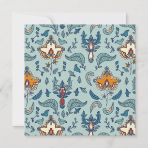 Ornates Blumenmuster auf einem hellblauen Hintergr Dankeskarte