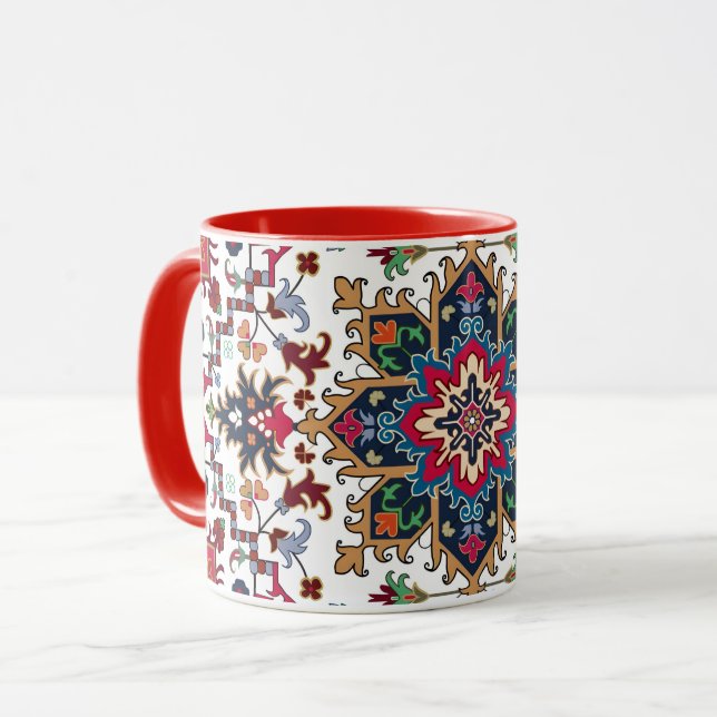 Ornates geometrisches Blumenmuster Tasse (Vorderseite Links)