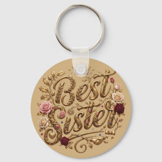 Ornates Gold Best-Schwester-Kalligrafiedesign Schlüsselanhänger