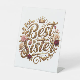 Ornates Gold Best-Schwester-Kalligrafiedesign Sockelschild