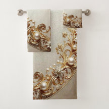 Ornates Gold-Verzierungshandtuch-Set
